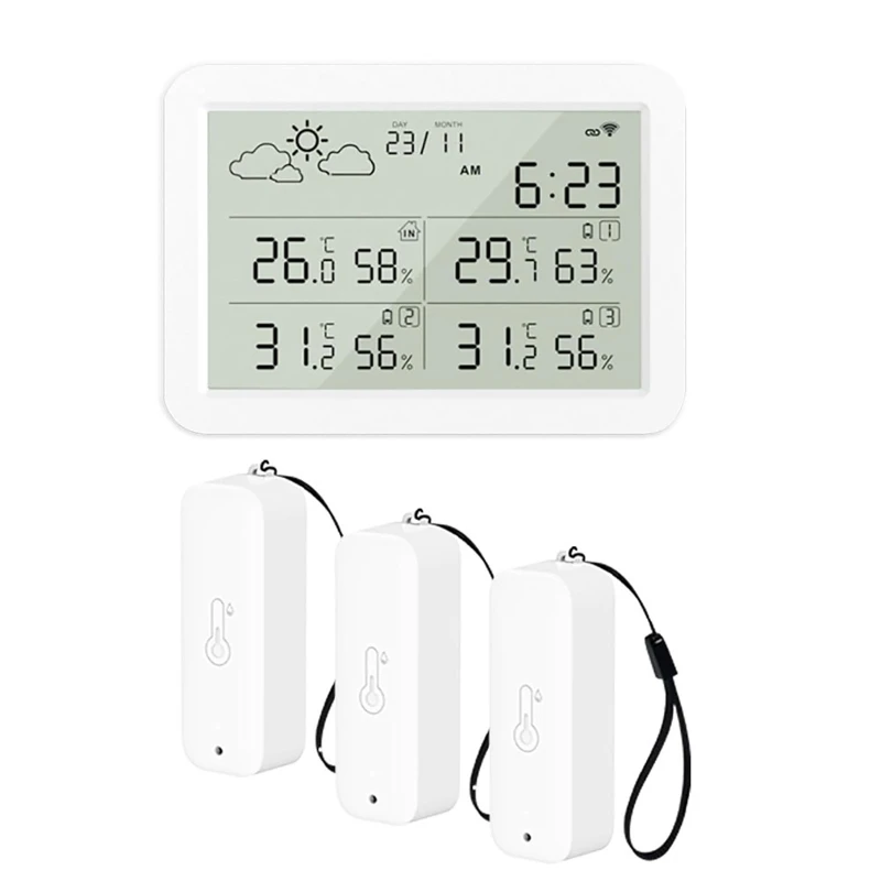 Weather Forecast Smart Linkage Humidity Temperature Sensors Tuya WiFi Weather Station Sensor Indoor Outdoor Calibration Alarm