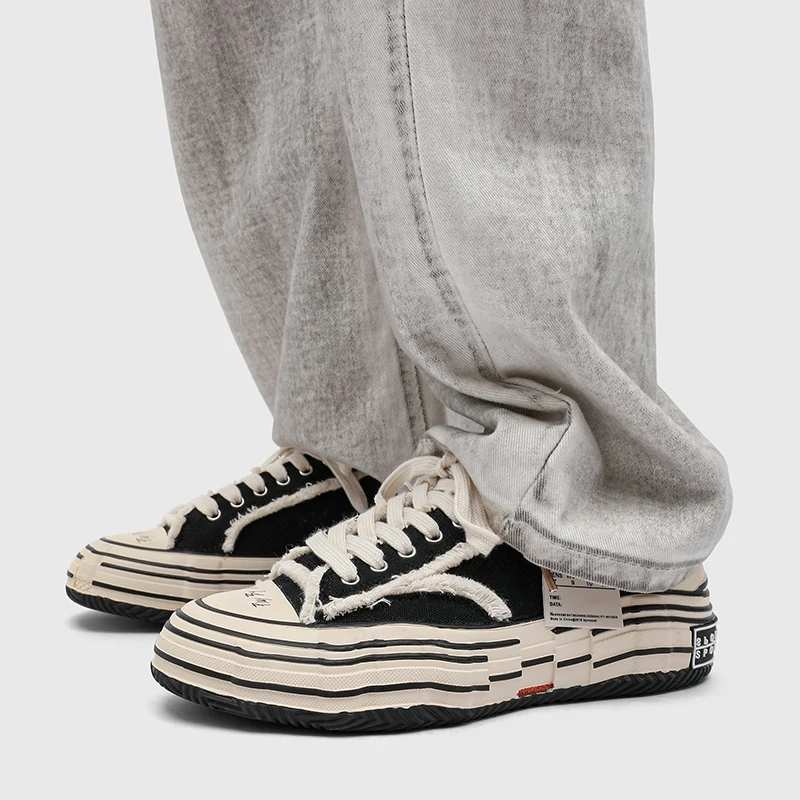 

Модные растворяющиеся парусиновые туфли, мужские туфли на толстой подошве с низким берцем, увеличивающие рост, повседневные туфли для доски