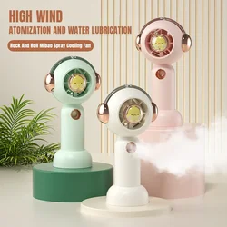 Cartoon Mini Fan With Spray USB Rechargeable Portable Handheld Fans Camping Turbine Desktop Small Yellow Duck hand held Fans