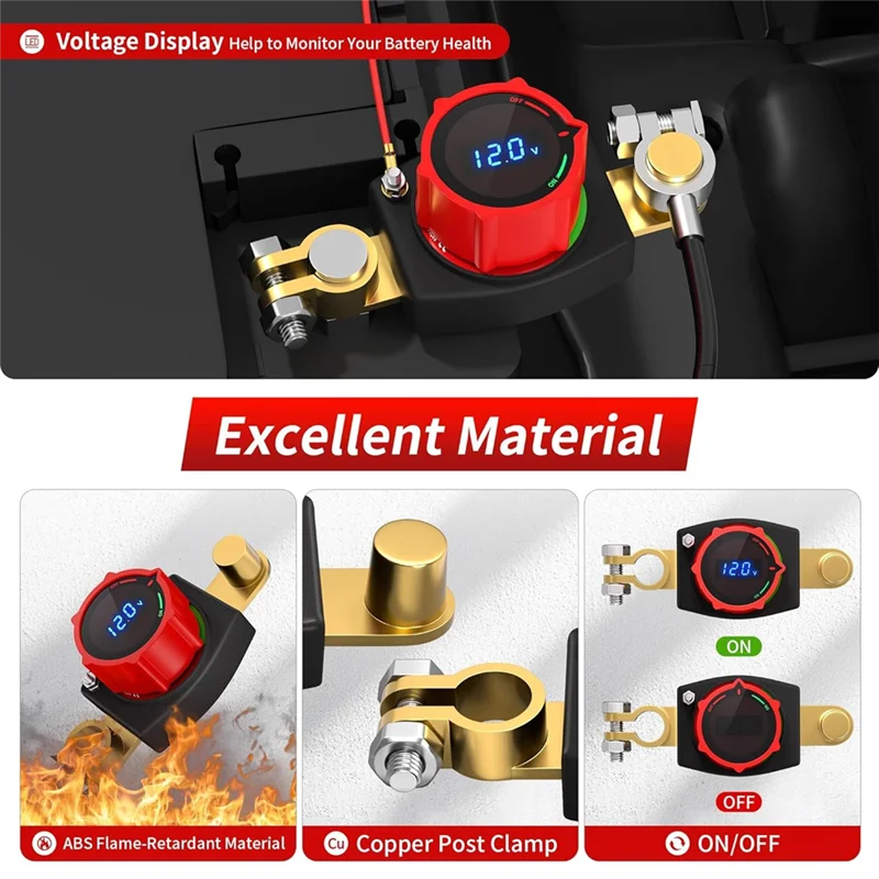 

ABBP-Автомобильный аккумулятор, 300 А, боковая стойка, 12 В, отрицательный светодиодный дисплей включения/выключения напряжения, выключатель аккумулятора