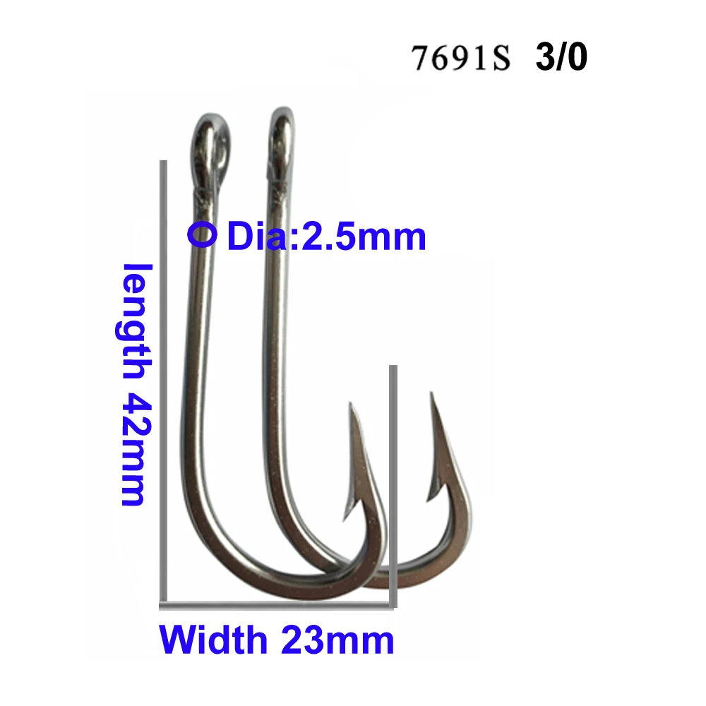 30PCS Big game fishing hooks 4X Stainless steel Live bait Alligator Hook Saltwater Circle large Shark Fish hooks3/0