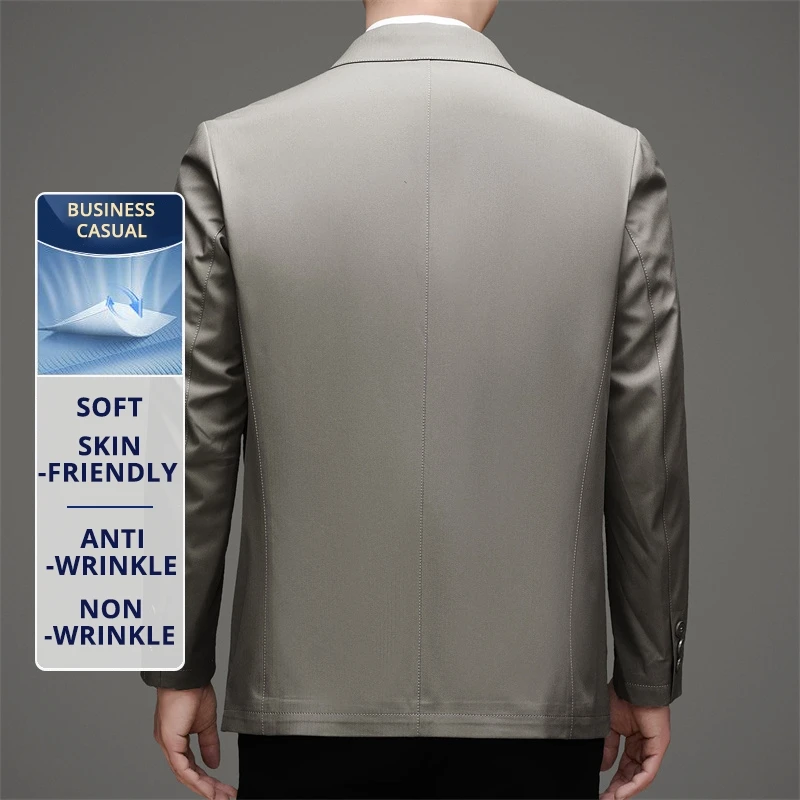 Pánské business oblečení s dlouhým sakem a větrovkou proti vráskám, outfit proti otcům, podzimní kabát pro dospělé - náhled 6