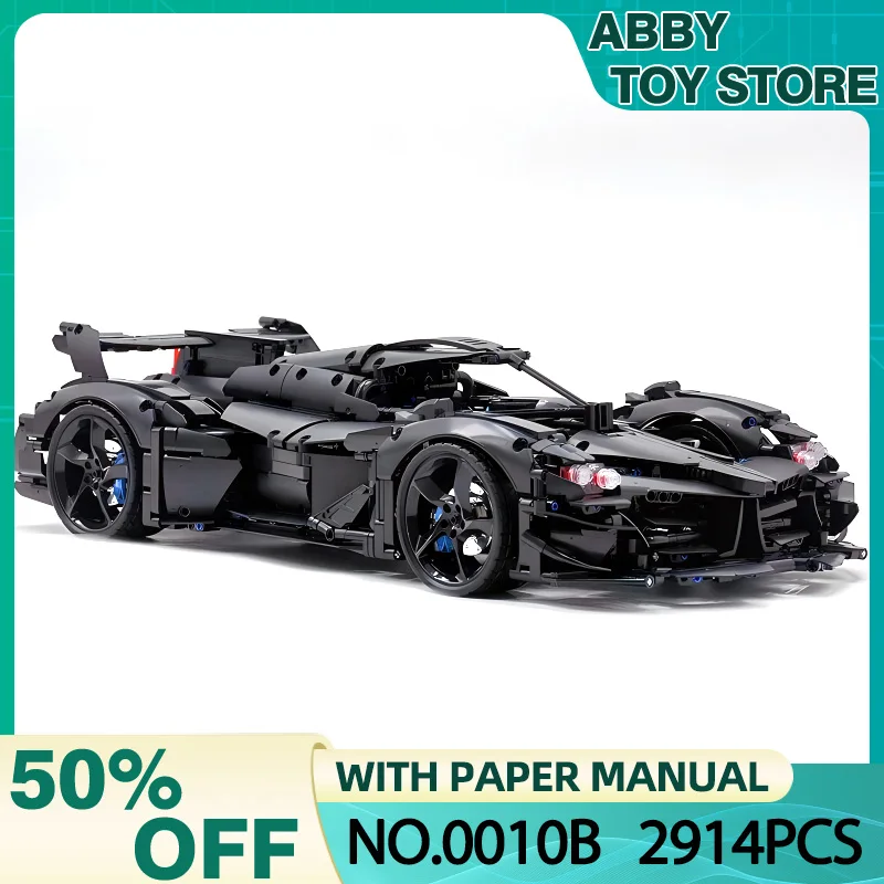 New MOC 0010B 1:8  Technical Super Sport Car Hypercar Model Buidling Blocks Brick Educational Puzzle Toy Chirstmas Gift For Kids