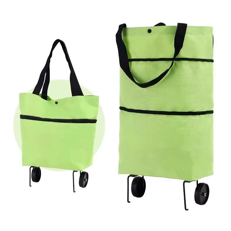 

Shopping bag with wheels foldable grocery shopping trolley trailer portable women large capacity bag household supermarket artif