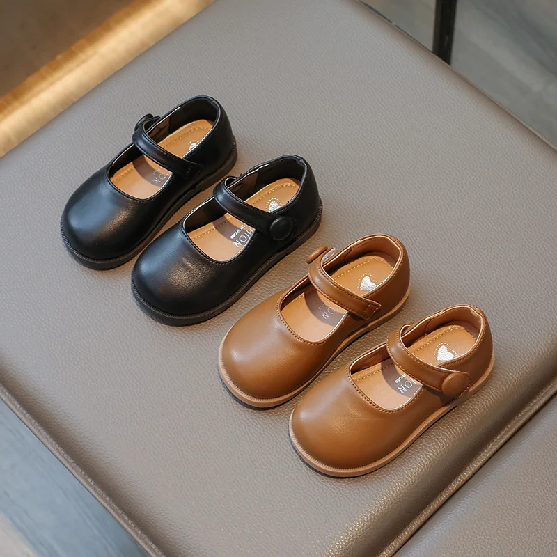 

Girl Princess Shoes Kids Spring Autumn New Fashion Flats PU Leather British Style Soft Sole Children School Student Loafer