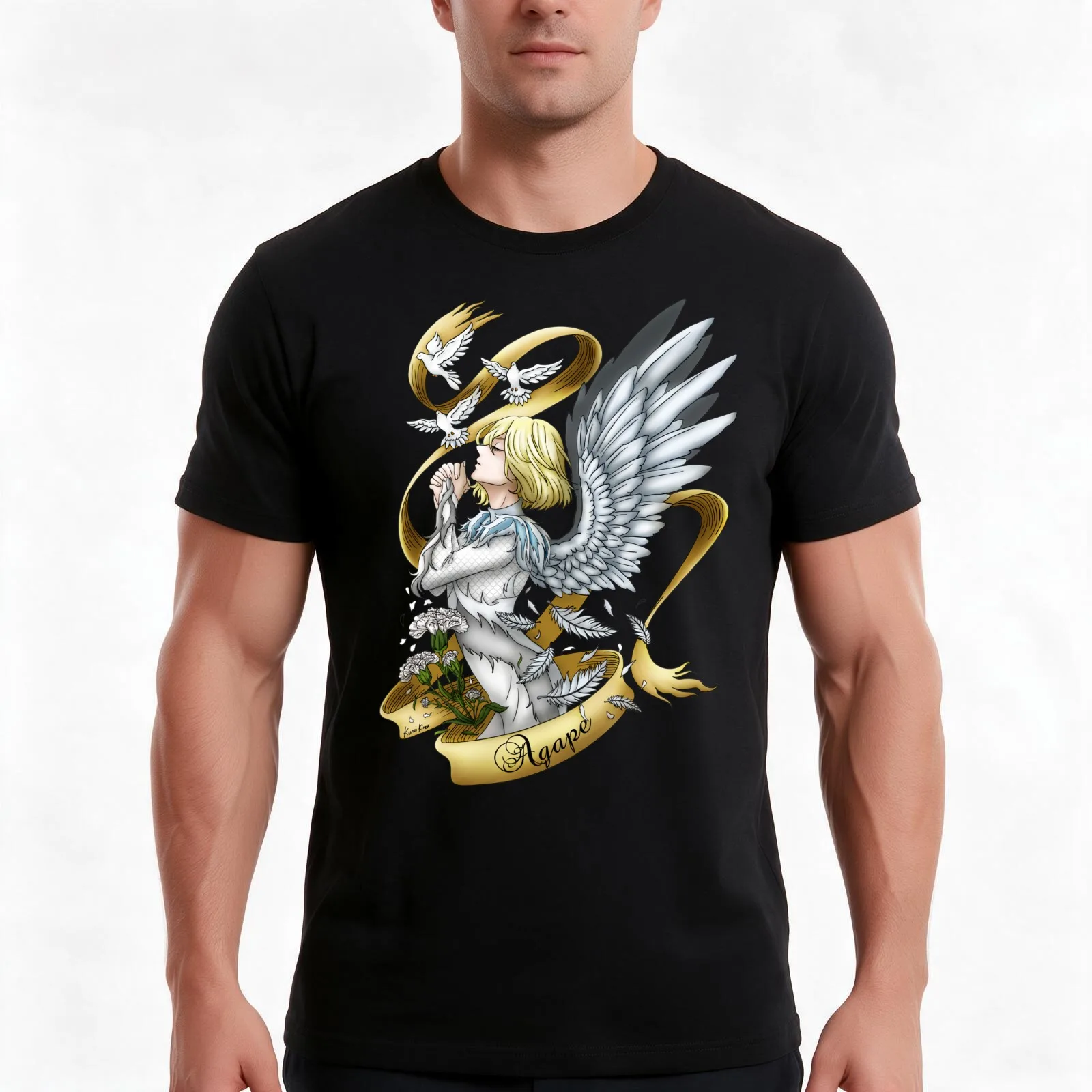 On Love - Agape T-Shirt, Summer Casual Cotton Tee, Oversized Streetwear Tops, Vintage Graphic Print, Loose Fit Short Sleeve