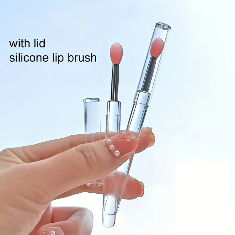 8PCS Silicone Lip Brush with Lid Easy and Efficient Lipstick Cream and Lip Gloss Applicator Makeup Beauty Brushes for Eyeshadow