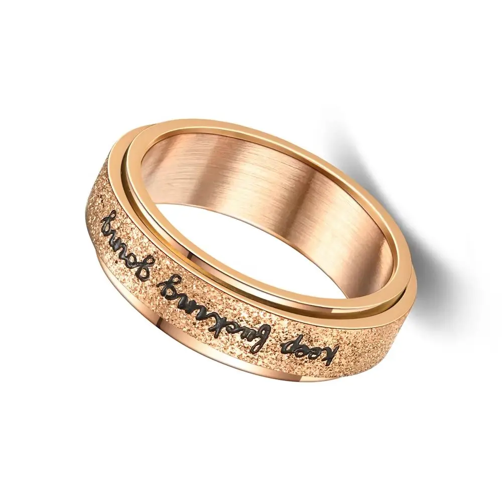 Autumn New Fashion Inspirational Vibrant Stainless Steel Rotating Ring Adjustable Unisex Daily Wear Jewelry Keep Going Ring