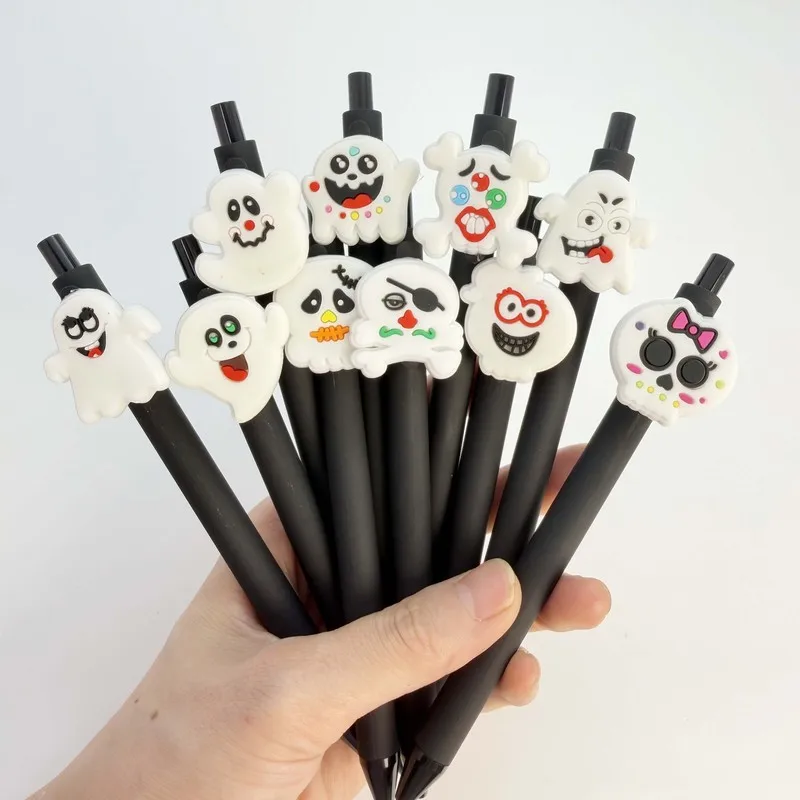 20/30pcs  Creative, simple, and cute Halloween-themed retractable gel pen with funny ghost faces and spooky designs Random Color
