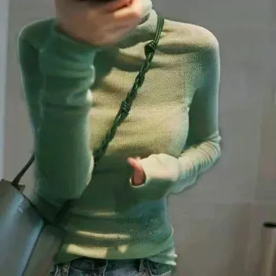 

Высокий тонкий шерстяной свитер Camere, женский вязаный облегающий базовый слой, осень-зима, новый корейский свитер, длинный све