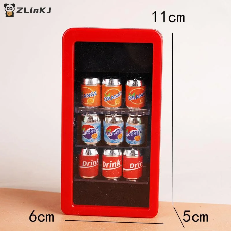 ▶ 1:12 دمية المنمنمات الثلاجة المعلبة شرب المشروبات خزانة نموذج بيت الدمية سوبر ماركت اكسسوارات التظاهر اللعب لعبة DIY بها بنفسك #6