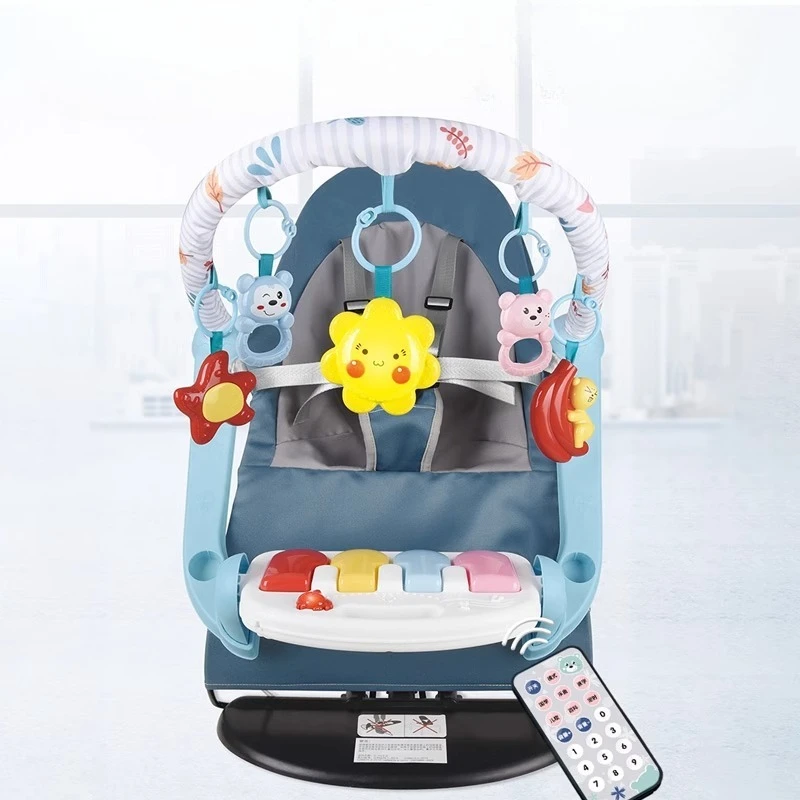 Mata edukacyjna dla niemowląt i krzesełko do huśtania, muzyczna mata do zabawy ze światłami, zabawka wspomagająca wczesny rozwój dla niemowląt i małych dzieci w wieku 0-18 miesięcy