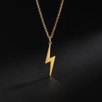 Skyrim Lightning Pendant Necklace Chain Geometric Stainless Steel Simple Necklace for Women Men Party Ornament Jewelry Accessori