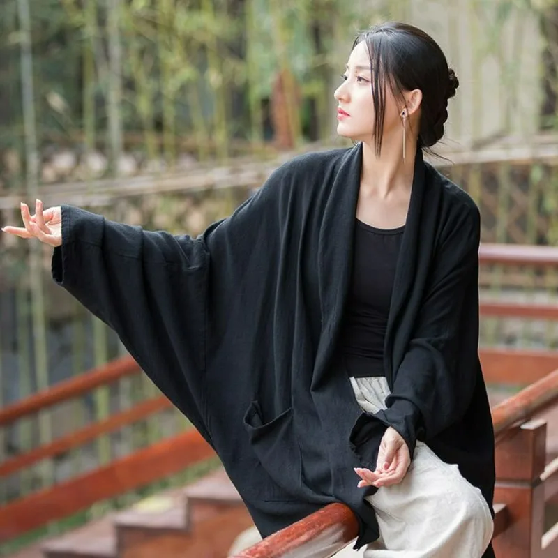 Spring Autumn New Long Sleeved Women's Coat Korean Fashion Double Layer Cotton Loose Artistic Personalized Cardigan Outerwear
