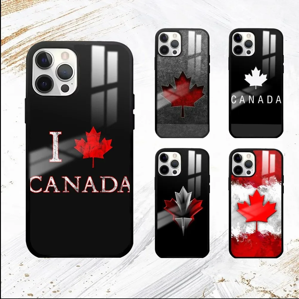 Fashion Canadian Flag Phone Case For iPhone 16 15 14 13 12 11 Pro Max Plus Mini PC Fashion High Quality mirror phone case