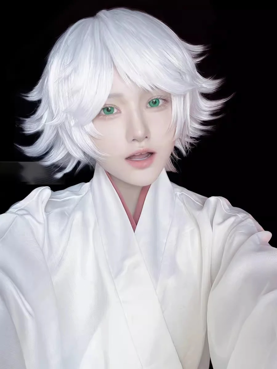 Mi Zu Ki Cosplay Wig Short Pure White Wig Cosplay Anime Cosplay Wigs Heat Resistant Synthetic Wigs