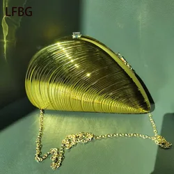 2025 New Shell Shaped Acrylic Purse Clutch Bag Gold Purse Bag With Gold Chain