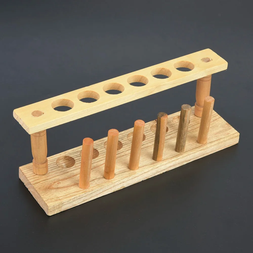 Durable 6/8/10 Hole Test Tube Rack Durable Stable Base Wooden Test Tube Stand Alkali Resistance Lab Test Tube Stand Research
