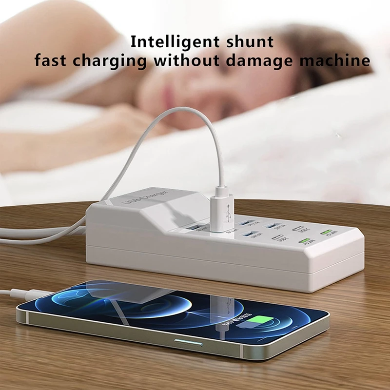 10 Port USB Charger Station USB Charger USB C Charger Block Charging Hub For Multiple Devices USB Power Strip