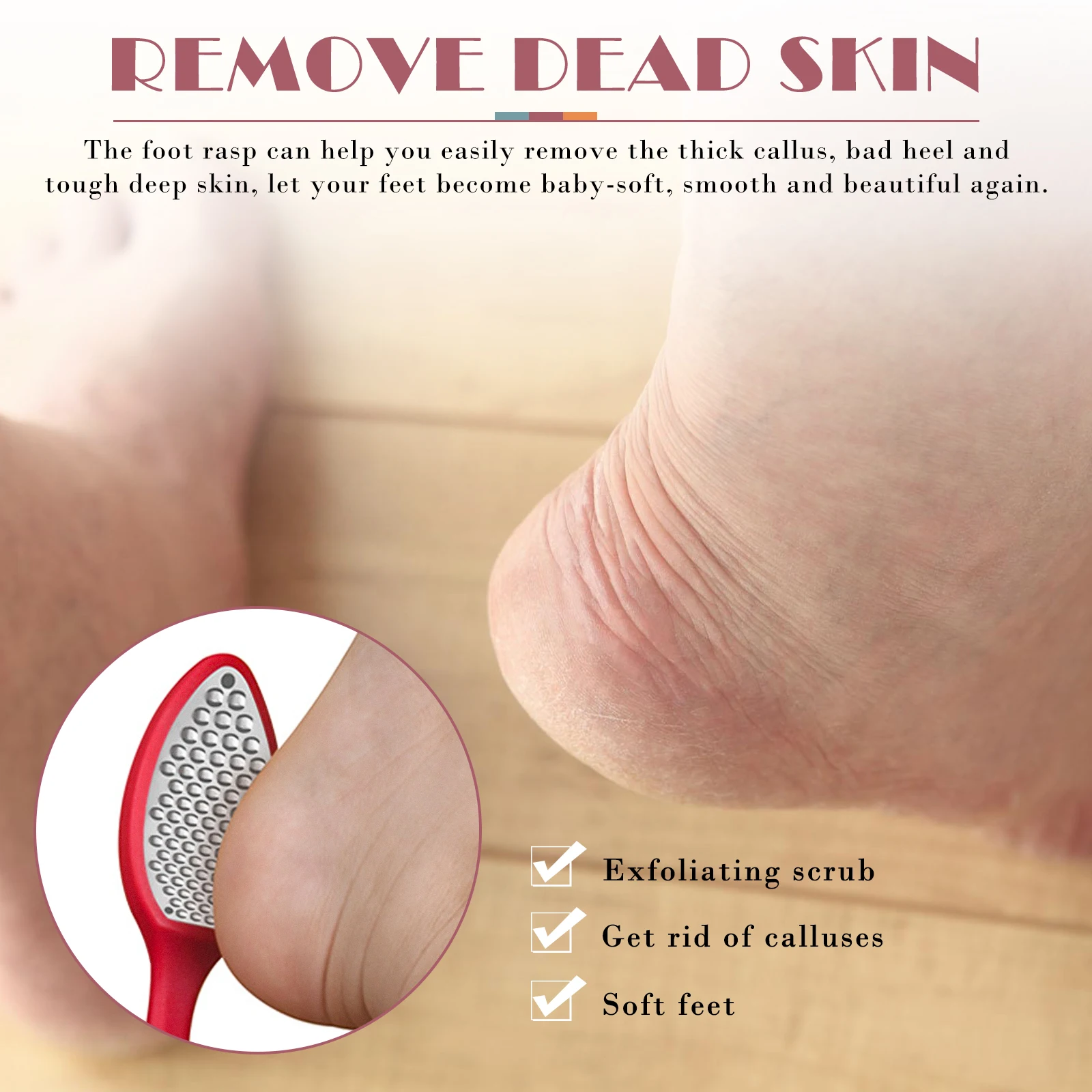 

2pcs Red Metal Foot Rasp File Callus Remover Tool Pedicure Trimmer Hard Skin Remover Ergonomic Design Portable Foot Care Rasp