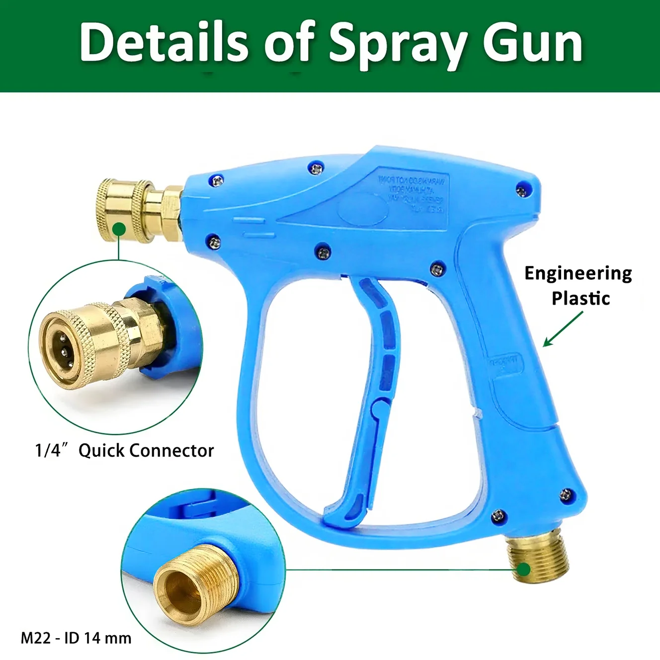 5 Nozzles High Pressure Washer Gun, 1/4