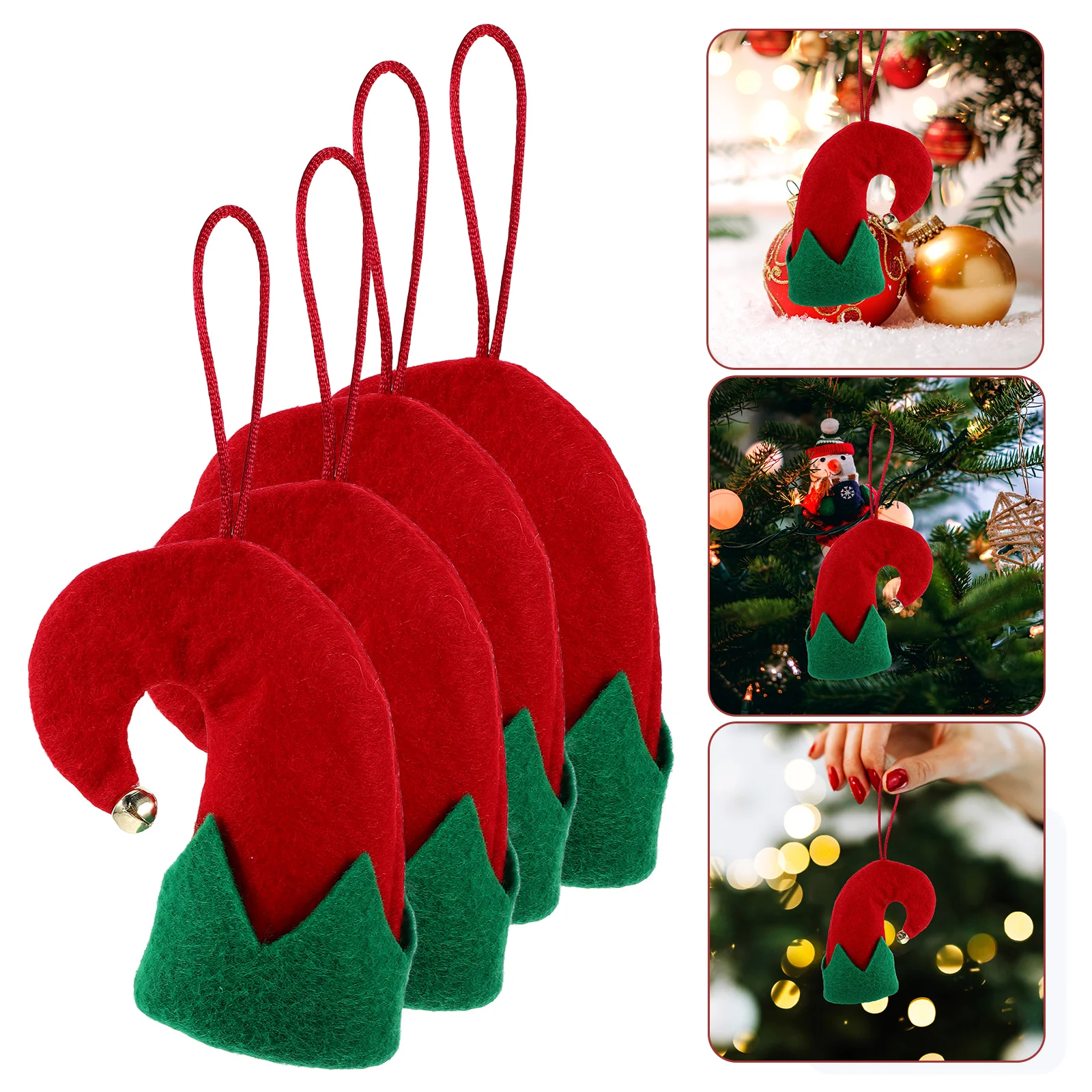 8 Pcs Pendant Christmas Tree Hanging Decorations Cloth Mini Santa Hats Supplies