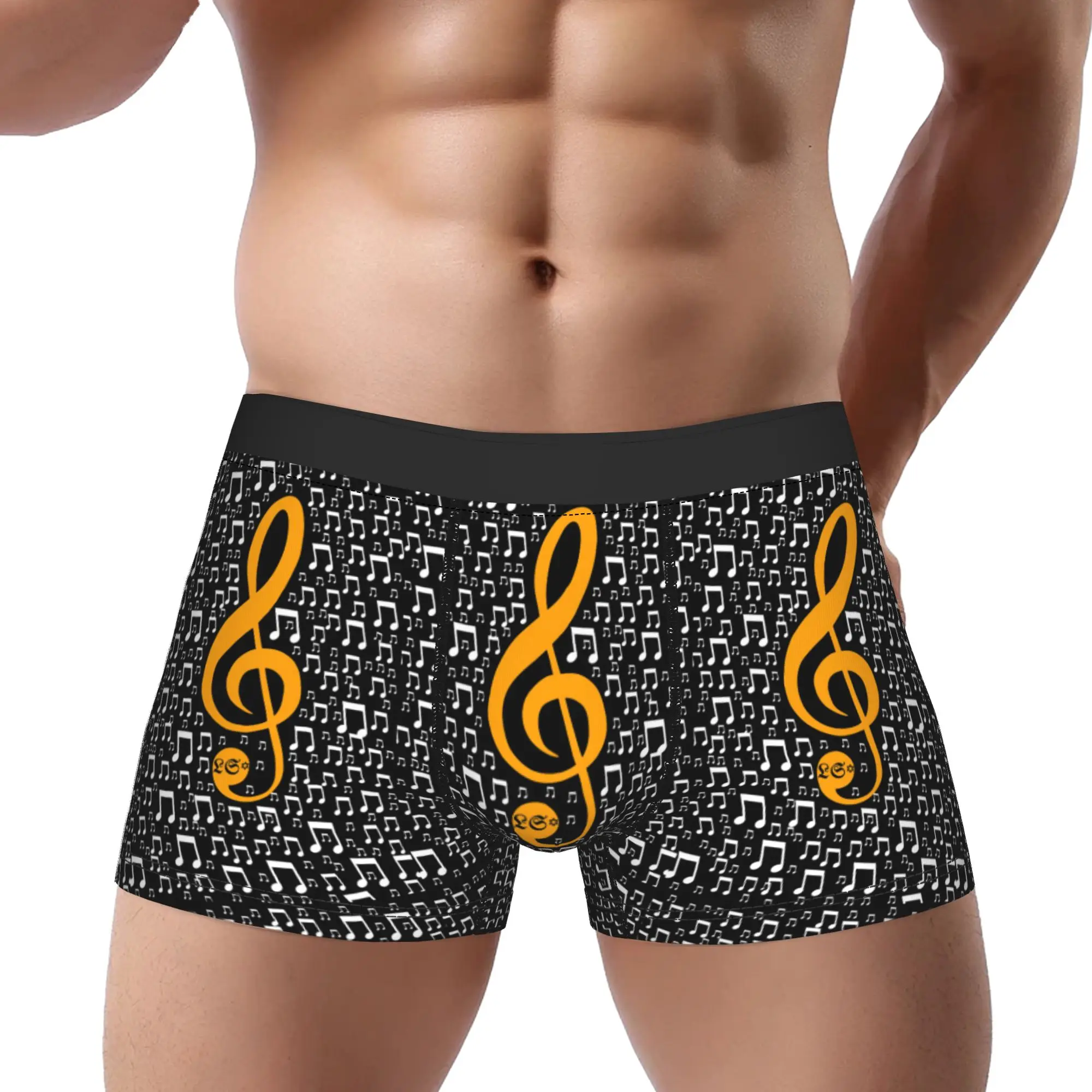 

adults 18 plus boxers Black & White Music Note Underpants Homme Panties Men's Underwear Ventilate Shorts Boxer Briefs