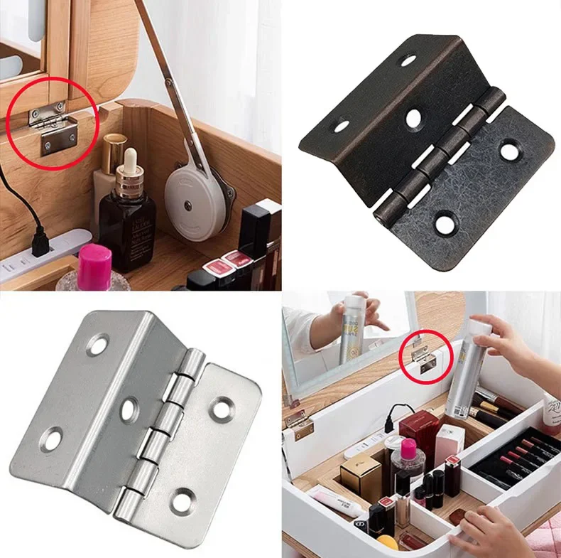 

10pcs Furniture Fitting Hardware Tool Accessories Cabinet Door Five Hole Three Fold Iron Hinge Furniture Iron Home Plating