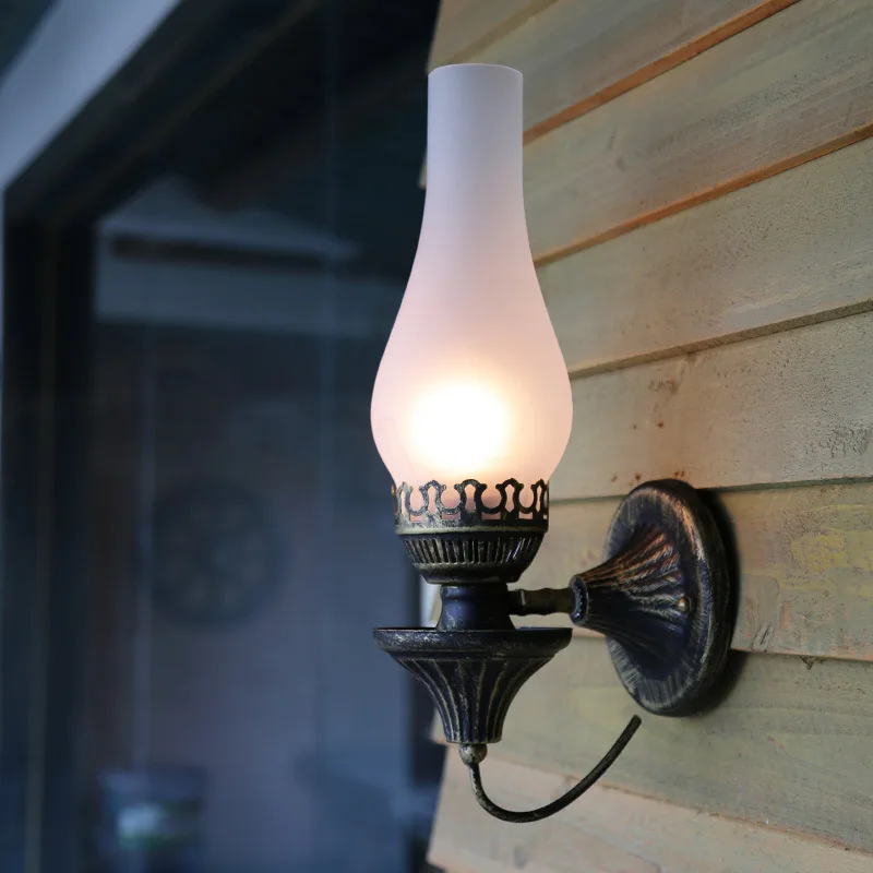 Chinese Wall Lamp Vintage Oil Wall Light Bar Corridor Pub Porch Lamp Glass Retro Cafe Dining Room Bedroom Iron Wall Lamp Bra