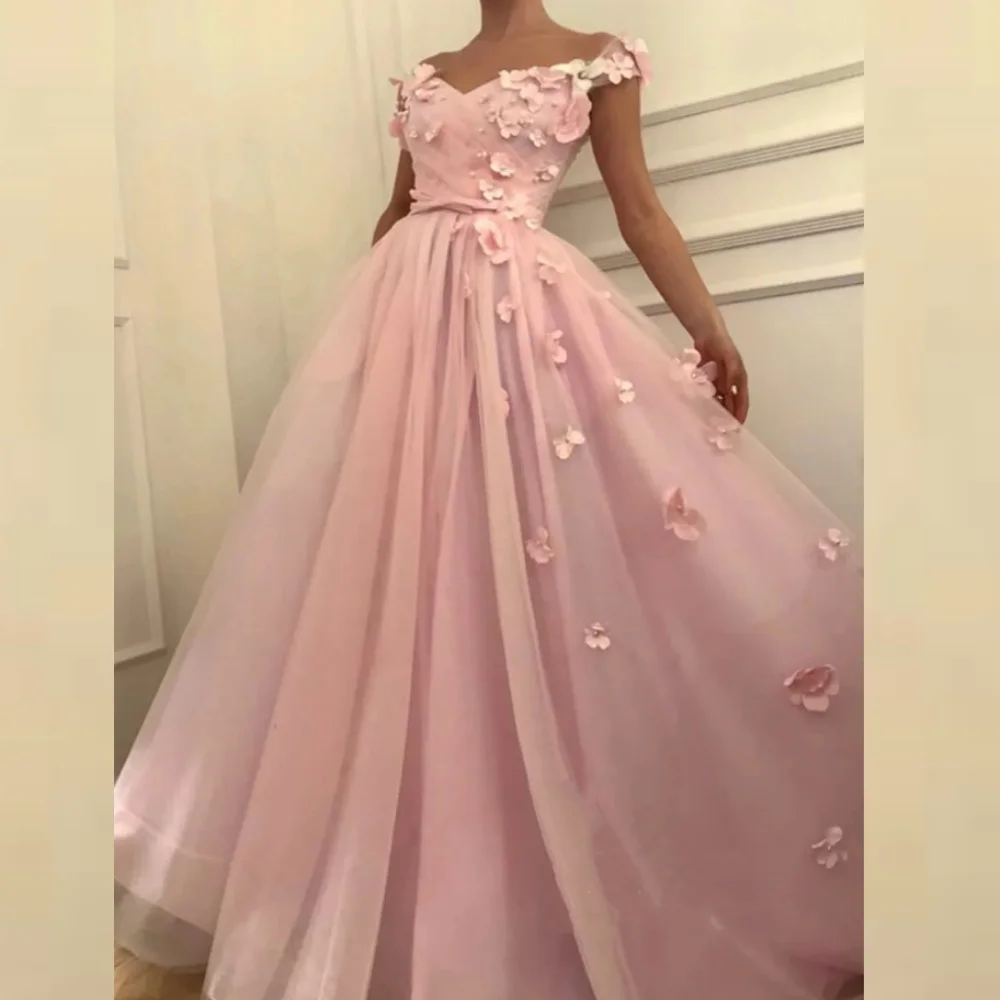 

Satin Applique Pleat Draped Graduation A-line Off-the-shoulder Bespoke Occasion Gown Long Dresses