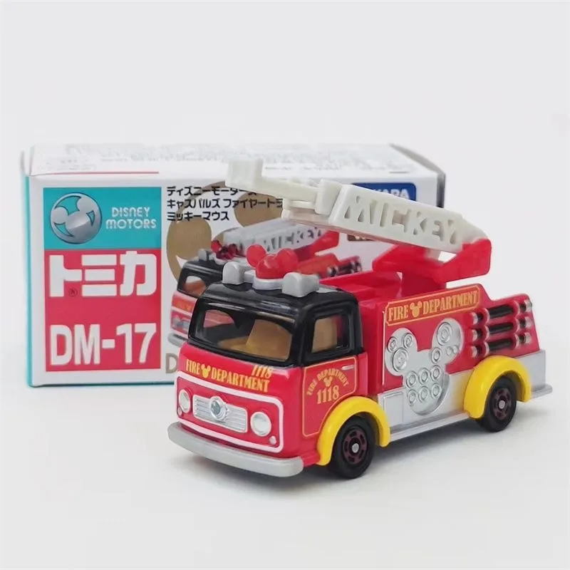 TAKARA TOMY coche de aleación DM-17 camión de bomberos Mickey con escalera vehículo de juguete para niños regalo coleccionable