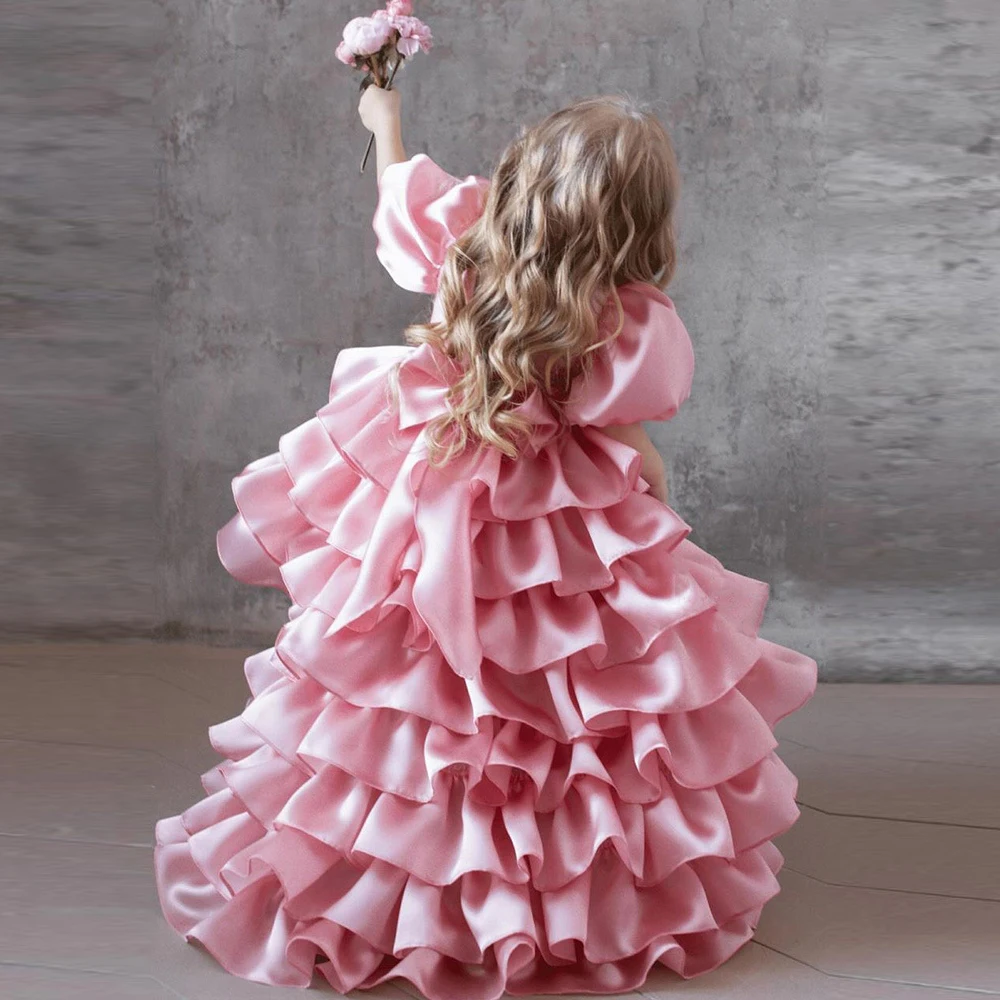 

Pink Tutu Dress for Baby Girl High Low Ruffles Birthday Party Princess Dress Performance Tiered Elegant Vestidos Photoshoot Dres