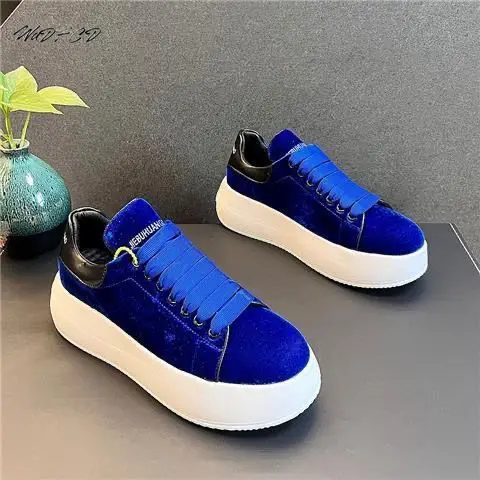 Running Sneaker Men Easy Matching White Shoes Fashion Casual Microfiber Leather Upper Height Increased Flat Platform Board Shoes