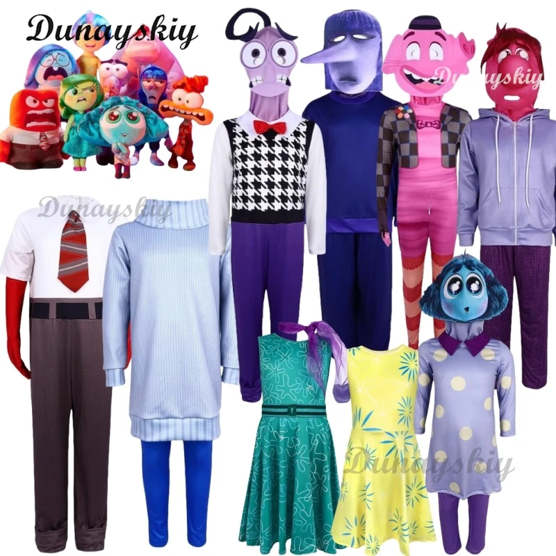 The Inside New Year Movie Anxiety Anime Out 2 Cosplay Joy Sadness Anger Disgust Fear Cosplay Costumes Suit Adult Kids Party Set