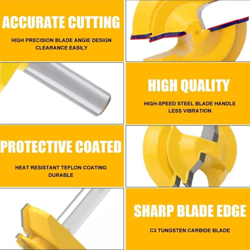 1pc/3pcs 8mm 45 Degree Lock Miter Router Bit Tenon Milling Cutter Woodworking Tool For Wood Tools