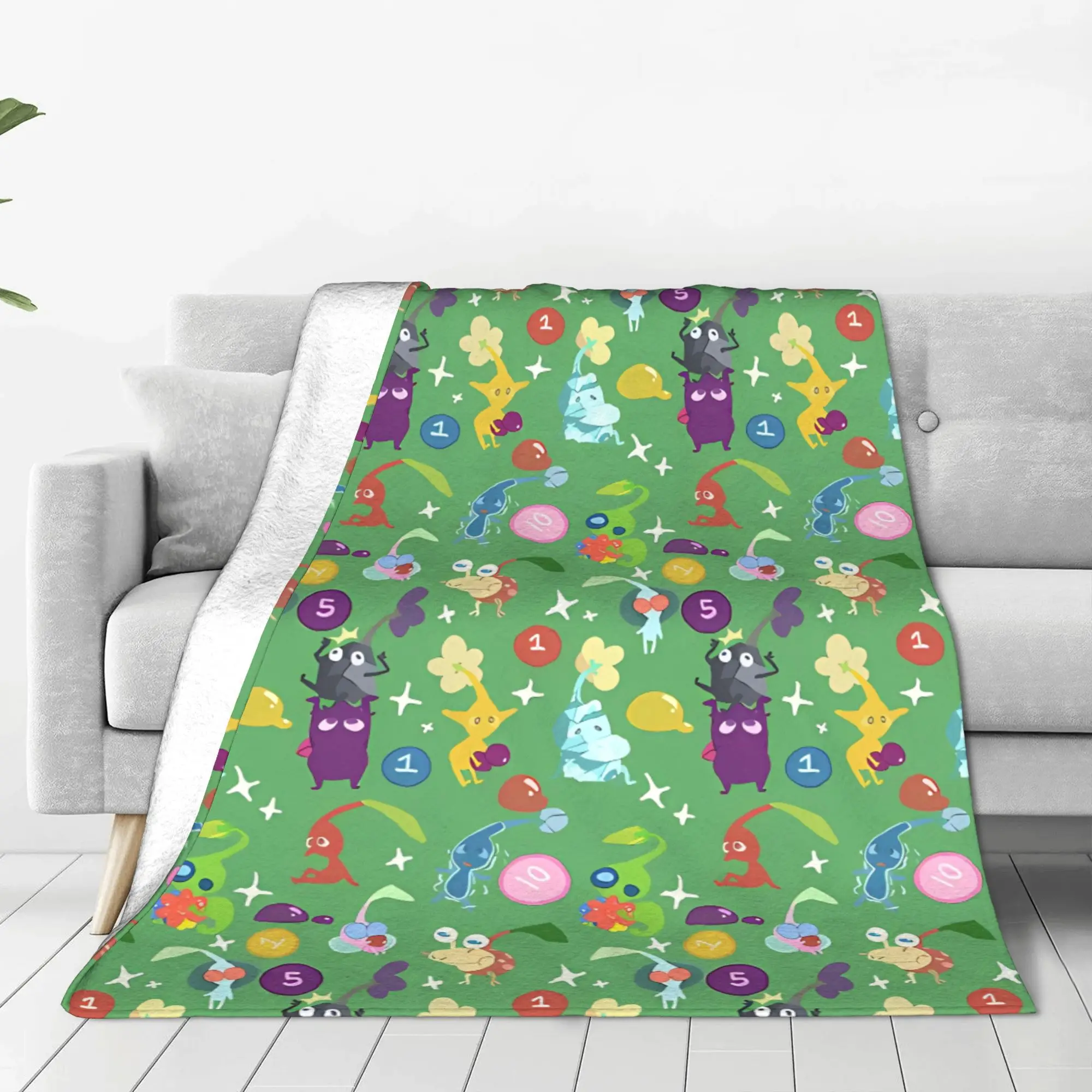 1PC Home Cute Room Decor Pikminies Blanket Throw Blanket Pikmin Novelty Warm Blanket All Season