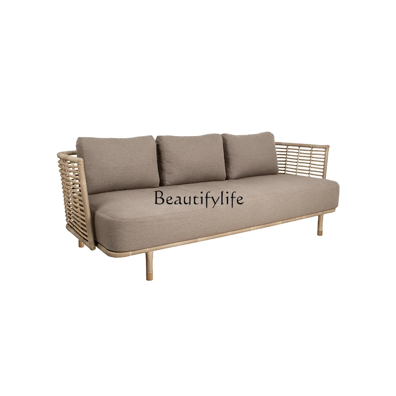 Rattan Sofa Courtyard Leisure Outdoor Balcony Rattan Chair Sunscreen and Waterproof Sunshine Room Combination Furniture