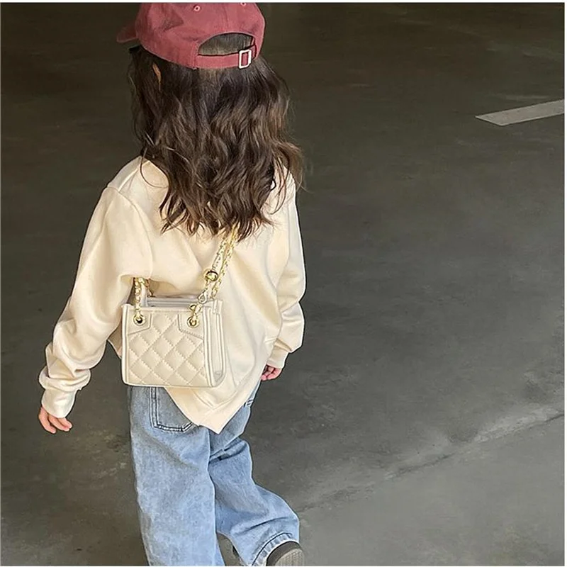 Bolso cruzado para niña, bolsa pequeña cuadrada a cuadros de diamantes, mini cartera cero, bolso de cadena para niña, bolso de empuje para niña