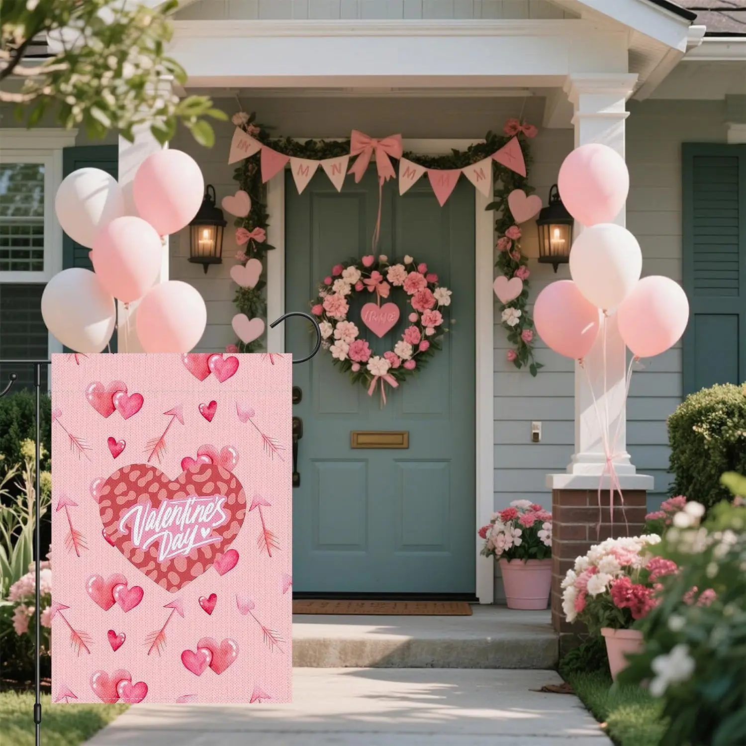 Valentines Day Garden Flag, 12x18 Inch Double Sided Flag, Burlap Flag for Outdoor Decoration, Valentine’s Day Party LLX PPM