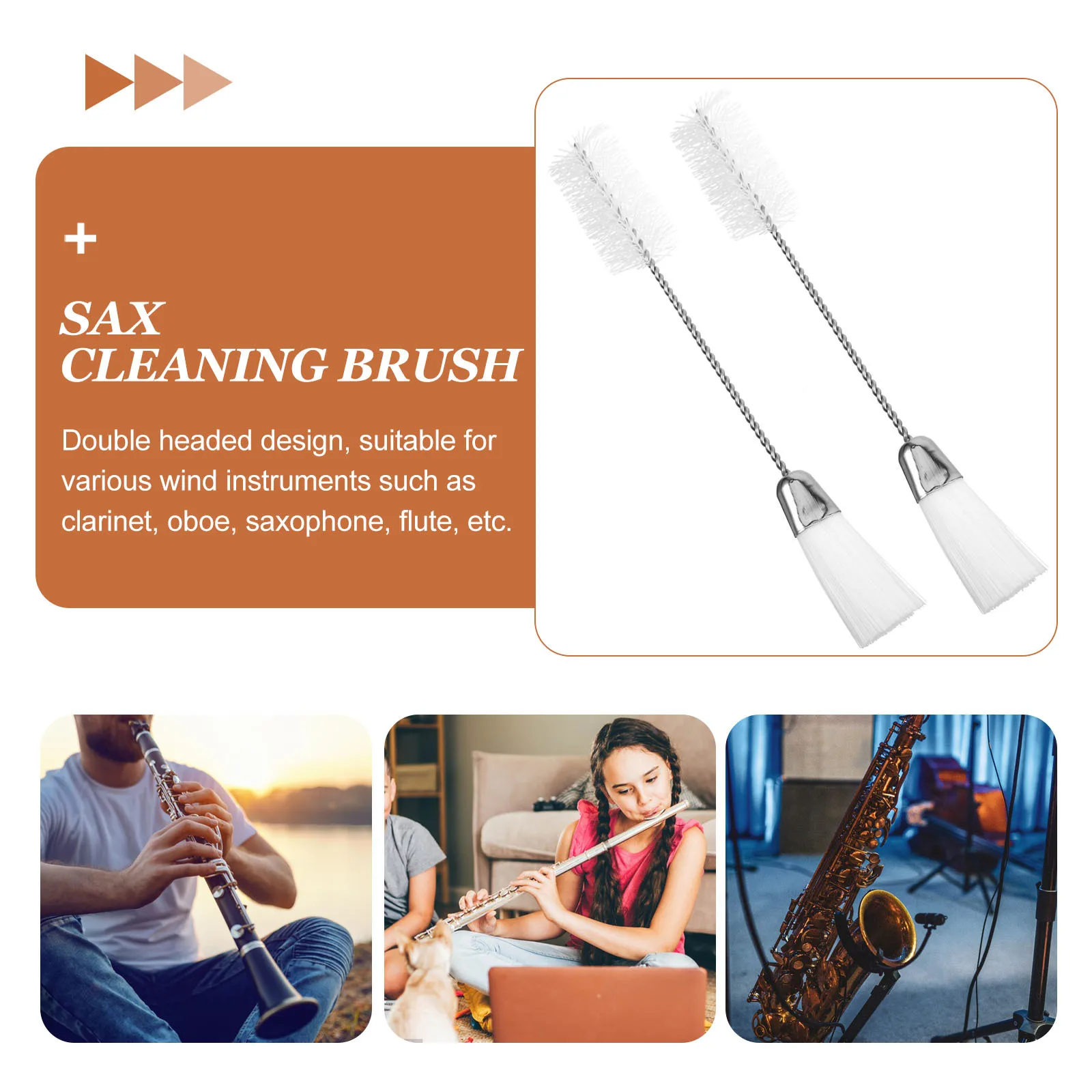 

2 Pcs Cleaning Brush Cloth Instrument Clarinet Cleaner Cleansing Tools Care Flute Iron Brushes