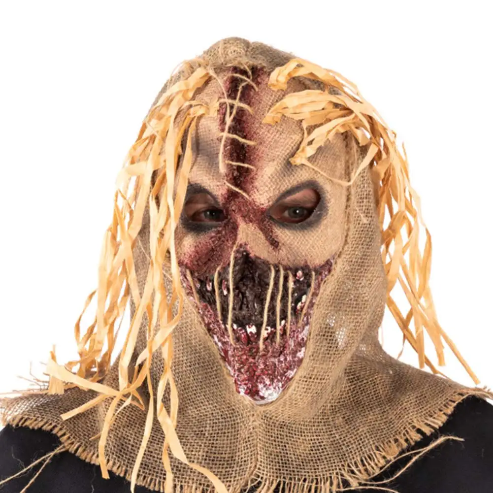 Scary Scarecrow Cosplay Role Play Mask Adult Men Cosplay Costume Accessories Horror Scream Killer Joker Fancy Dress Props