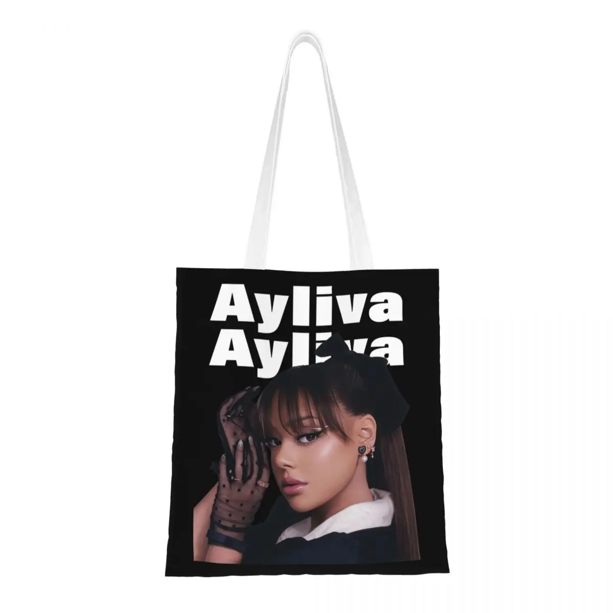 Custom Ayliva Singer Shopping Canvas Bags Women Recycling Grocery Tote Shopper Bags