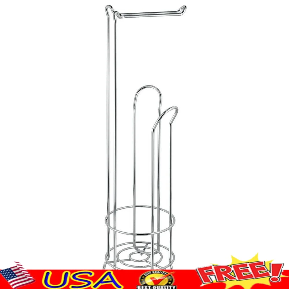 

Отдельно стоящий держатель для рулона туалетной бумаги из нержавеющей стали, хромированный элегантный дизайн, вмещает 3, дополнительные рулоны, портативная современная ванная комната