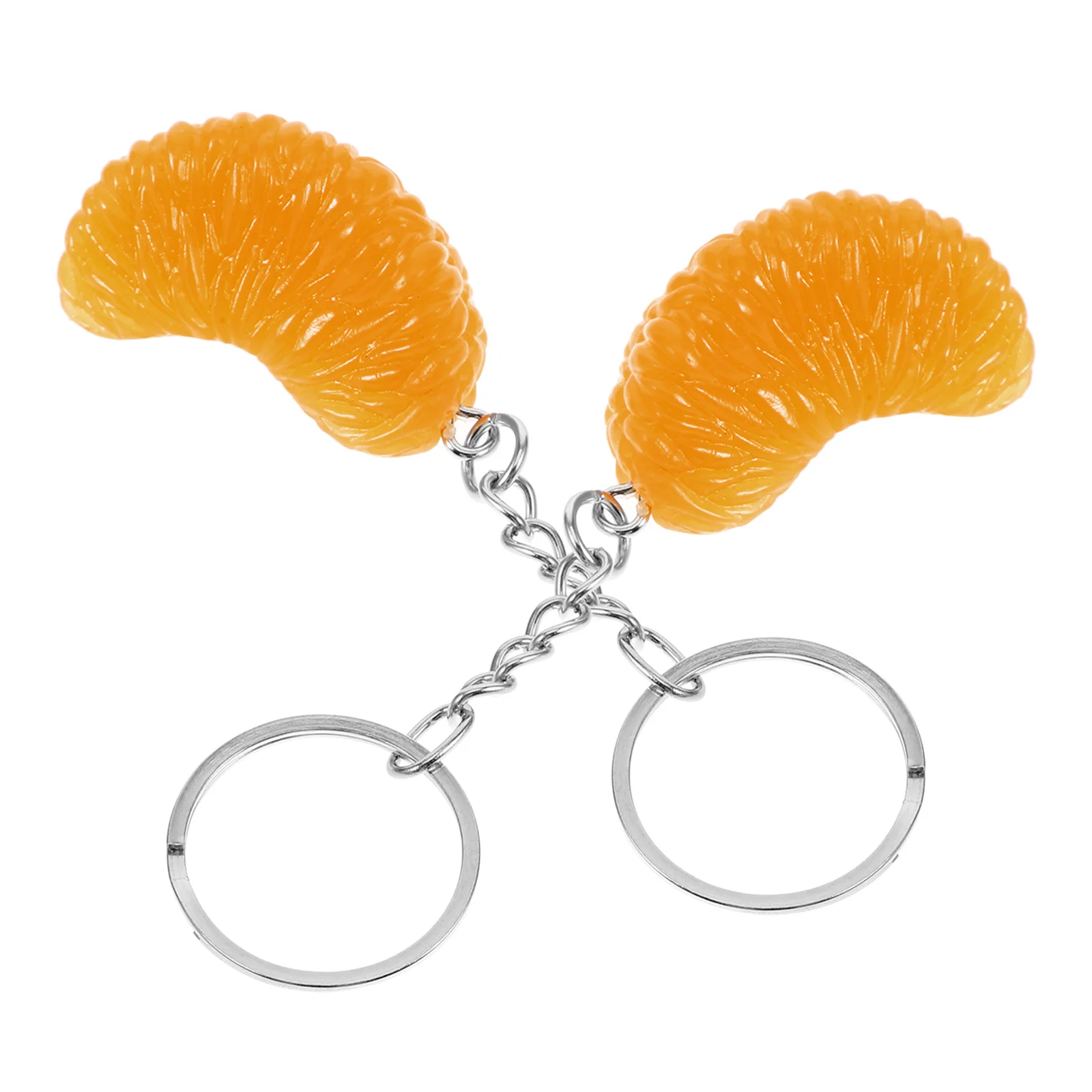 

2pcs Keychain Pendant Orange Slices Fruit Shape Simulation Bag Hanging Charm For Keys Luggage Purse Portable Key Ring Decorative