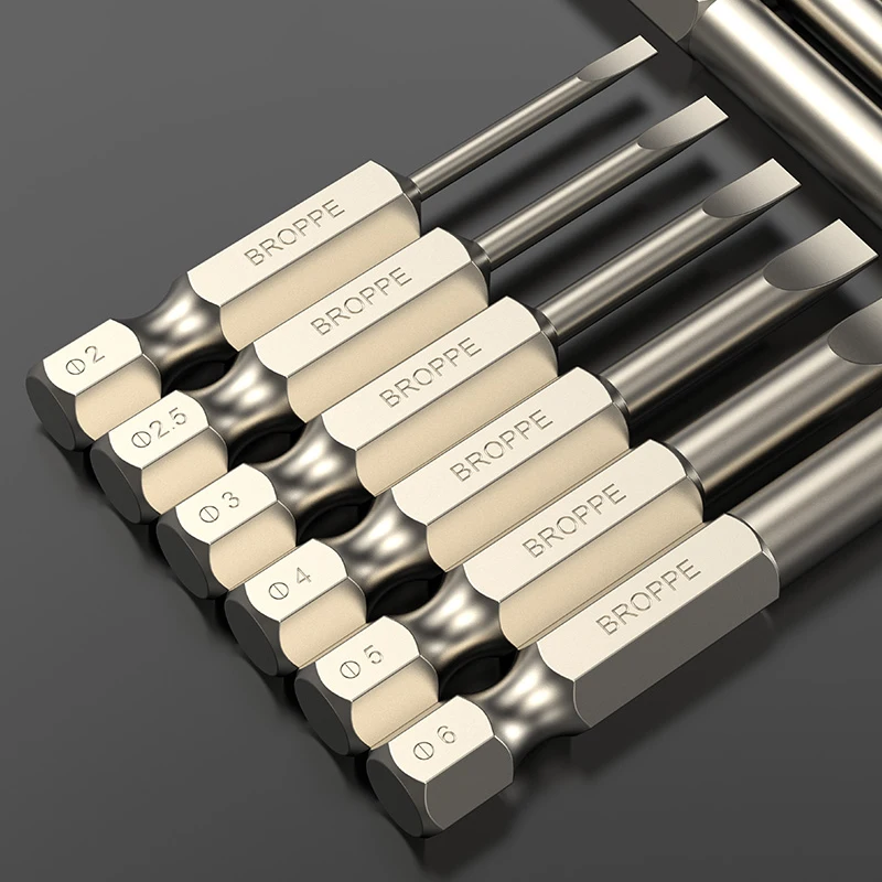 50/75/100/150MM Ø2-Ø6 Slotted Screwdriver Bit Strong Magnetic Batch Head High Hardness Drill Bit S2 Alloy Steel Screw Driver Bit