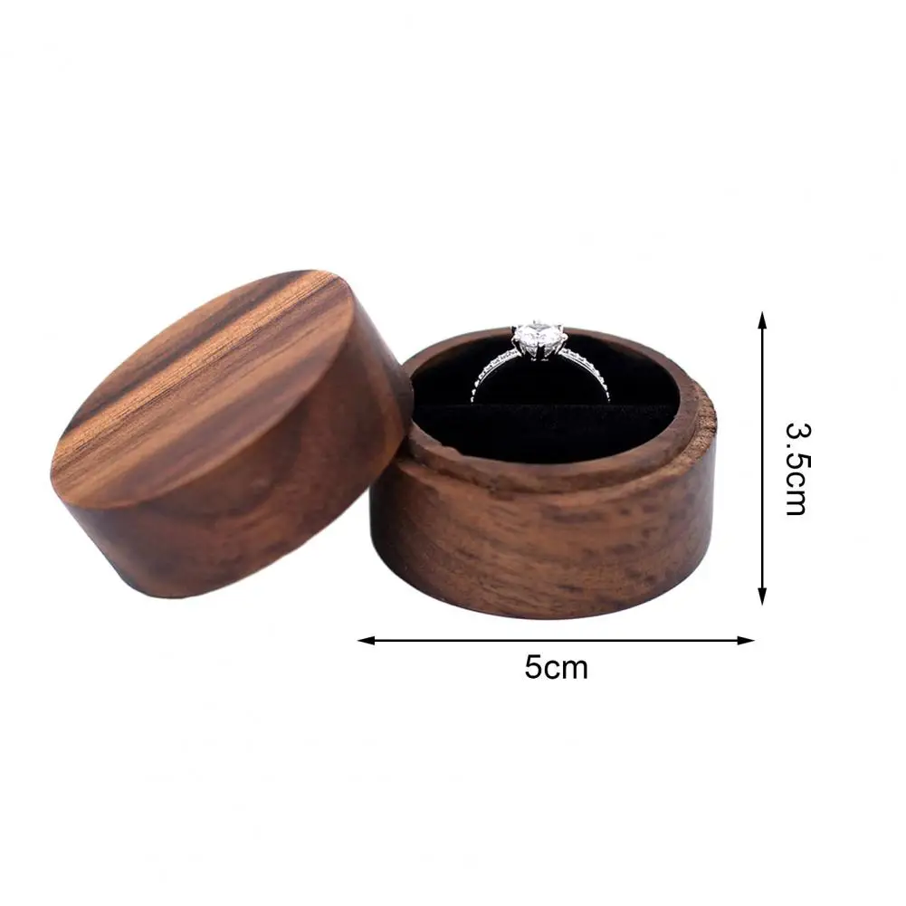 Ring Storage Box Vintage Wooden Ring Box for Proposal Engagement Rustic Handmade Double Ring Display Case Wedding Storage Holder