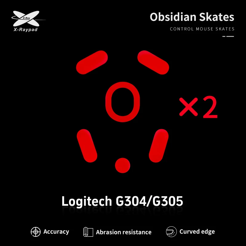X-Raypad Obsidian Control Skates for Logitech G304/G305 Lightspeed Wireless Mice Glide Feet Esports