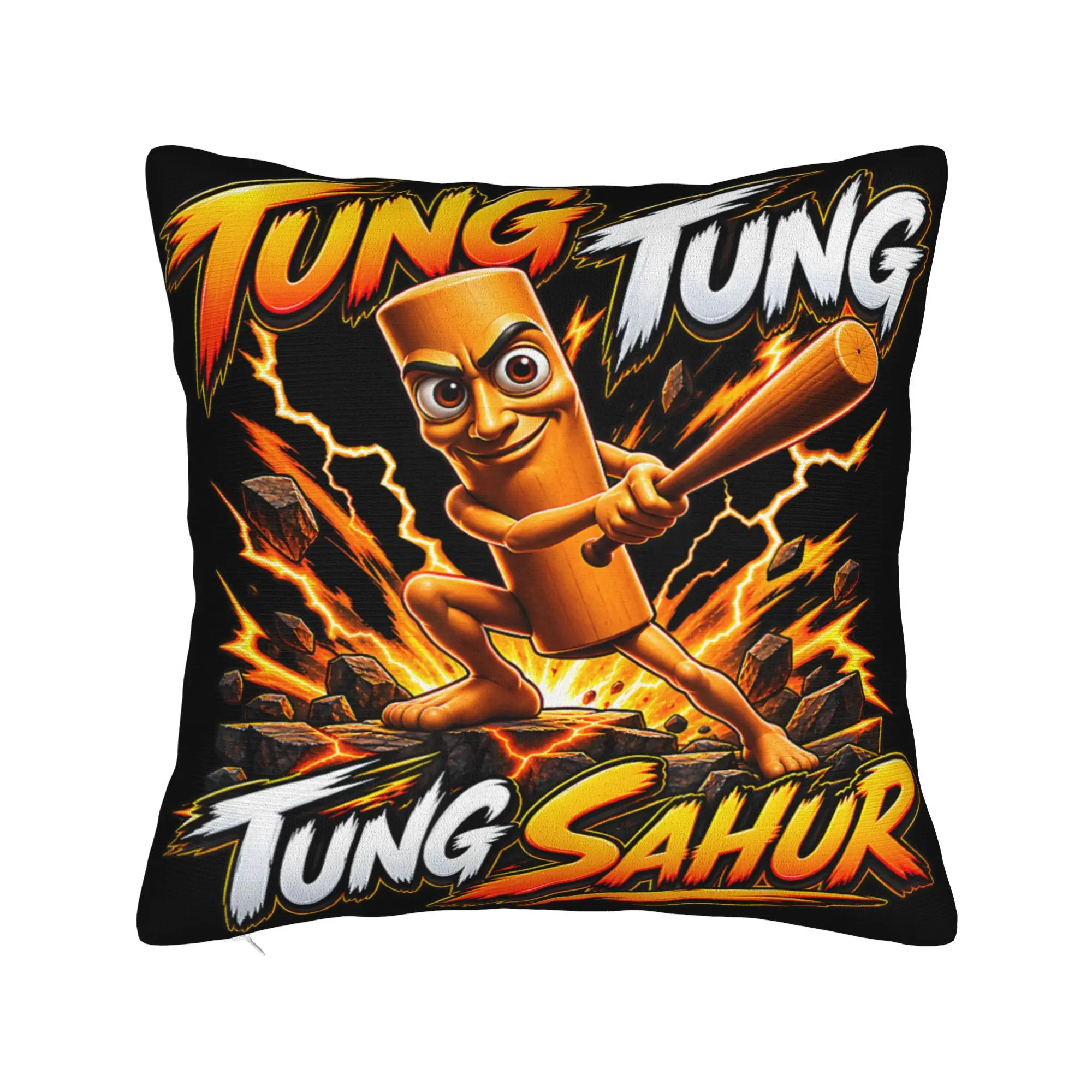 Tung Tung Tung Sahur Pillow Case  Custom Pillow Cover Funny Pillowcases For Office Car Home Decor