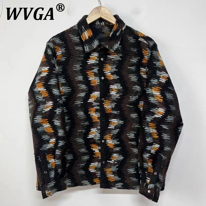 

WVGA Топы Весна Осень Новый Мужской Y2K Ретро Шерстяная Пряжа Вышивка Модная Нишевая Шикарная Повседневная Утолщенная Рубашка С Длинным Рукавом Ins W11587