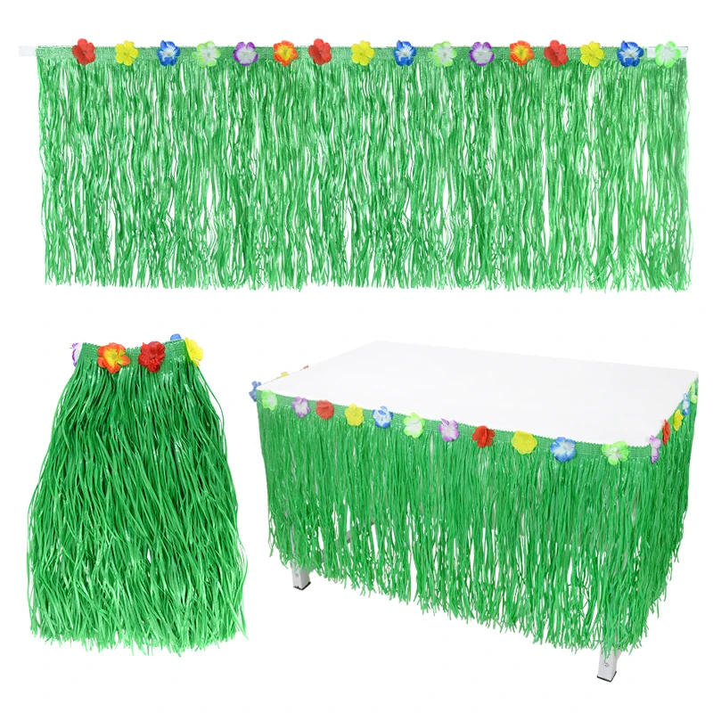 

Multi Size Luau Grass Table Skirt Hawaiian Theme Sandy Beach Party Supplies Grass Skirts For Tropical Hawaii Party Decorations